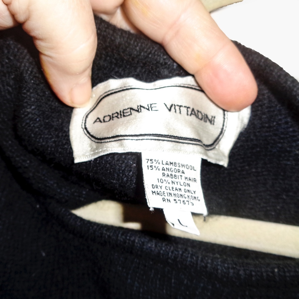 Adrienne Vittadini black sweater with back V-neck